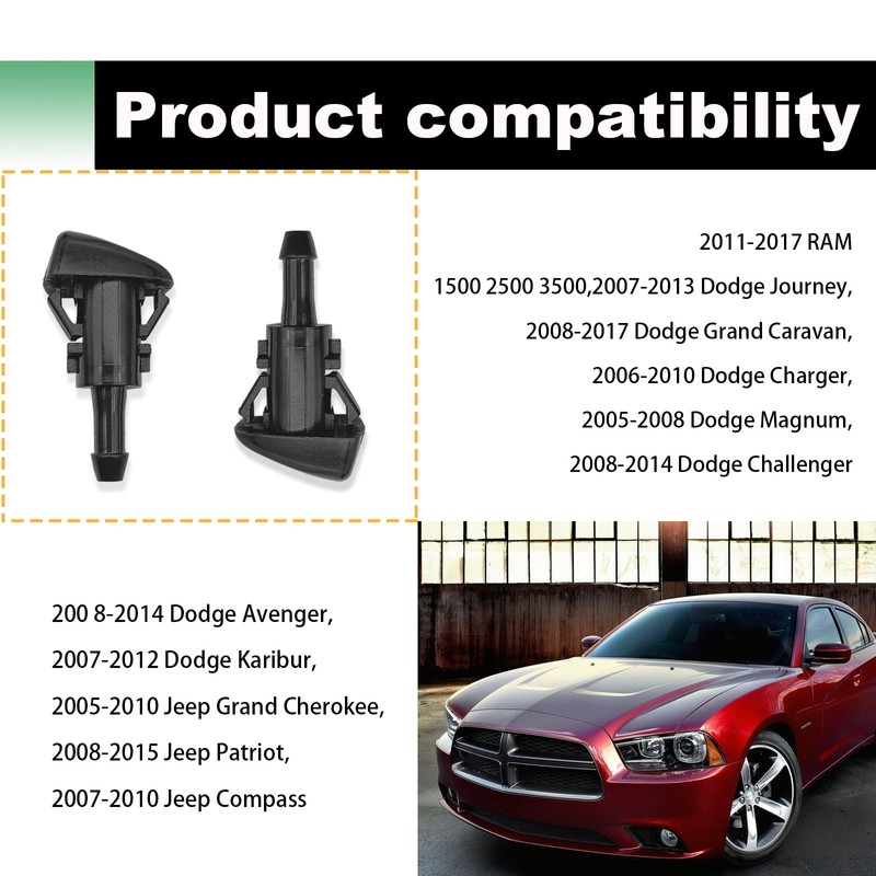 2PCS Front Windshield Washer Nozzles, Windshield Wiper Sprayer Nozzle Jet