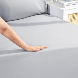 AR Ware Fitted Bed Sheet Microfibre 25cm Depth Super Soft Non Iron Shrinkage and Fade Resistant Luxury Bedding Sheets (Silver, Super King)