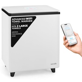 SereneLife WIFI Luxury Rectangle Towel Warmer - Spa & Bathroom Heater with Custom Fragrance, Auto Shut-Off, Fits 2 large Towels, Blankets, Bathrobes, PJ's - Perfect Gift for Him & Her (Black)