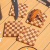 SUZLFTDZSW Wood Coasters with Checkerboard Pattern, Square, 4" Diameter, 2