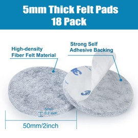 Furniture Pads 50mm,18 PCS 5mm Felt Floor Protector Slider Pads for Desk Sofa Chair Feet(Grey)