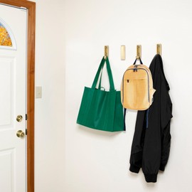 Patioer Folding Hooks 4 Pack Foldable Coat Hook Heavy Duty Wall Hooks for Hanging Coats, Towel, Hat, Backpacks (Gold)