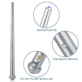 Gejoy 2 Piece Light up Wand Magic Wizard Wand Princess Fairy Wands Christmas Light Sound Toy Cosplay Props for Kids(Basic Style,Silver)