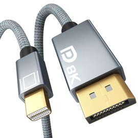 AGFINEST 8K Mini DisplayPort to DisplayPort Cable, Bi-Directional Mini DP to DP 1.4 Cable [8K@60Hz, 4K@144Hz, 2K@240Hz] HDR, G-Sync, FreeSync,Gold-Plated Mini DP for MacBook, iMac, Monitor (4.9ft)