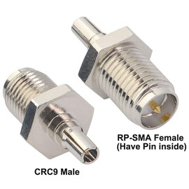Boobrie CRC9 Male to RP-SMA Female Adapter 4G Antenna Compatible Adapter CRC9 to RP SMA Coaxial Connector for Antennas/4G Router/UMTS Mobile Broadband/Wireless LAN Devices/Wi-Fi Radios Pack of 2