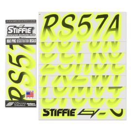 Stiffie STIFFIE Whipline Black/Day Glow Yellow 3" Boat & PWC Registration Decals ? Numbers Letters Stickers