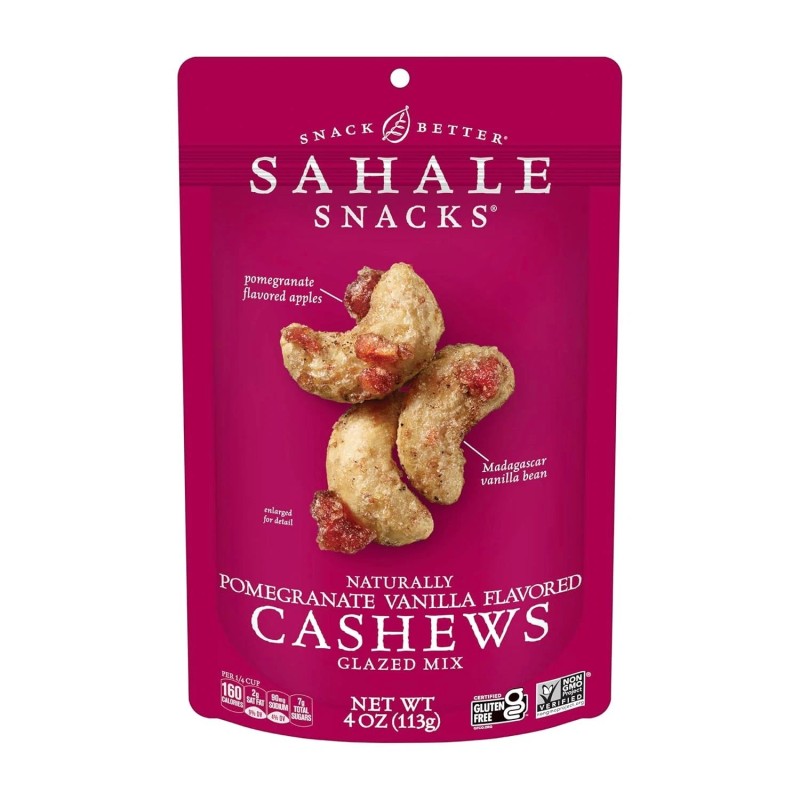 Sahale Pomegranate Vanilla Cashews 4oz 6pk Gluten-Free Snack Mix