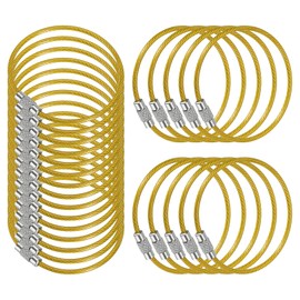 [PATIKIL] 3.9" Long Wire Keychain Cable 25 Pack Stainless Steel Key Ring Loop, Yellow