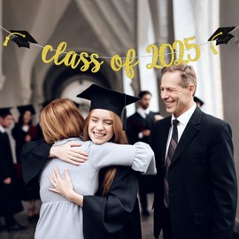 Class of 2025 Banner, Congrats Grad 2025, You Did It, 2025 College Graduation Party Decorations Gold Glitter