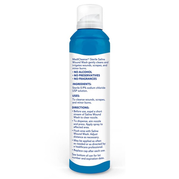 MediCleanse First Aid Sterile Saline Wound Wash, Promotes Healing, No
