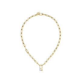 Lacoste Women's Ardor Jewelry Pendant Necklace, Paperclip Chain, Two Tone, Feminine Look For Her