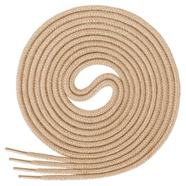 Di Ficchiano Round Shoelaces, Round Laces Made of 100% Cotton, Tear-Resistant, Diameter 3-4 mm, Lengths 45-200 cm, camel