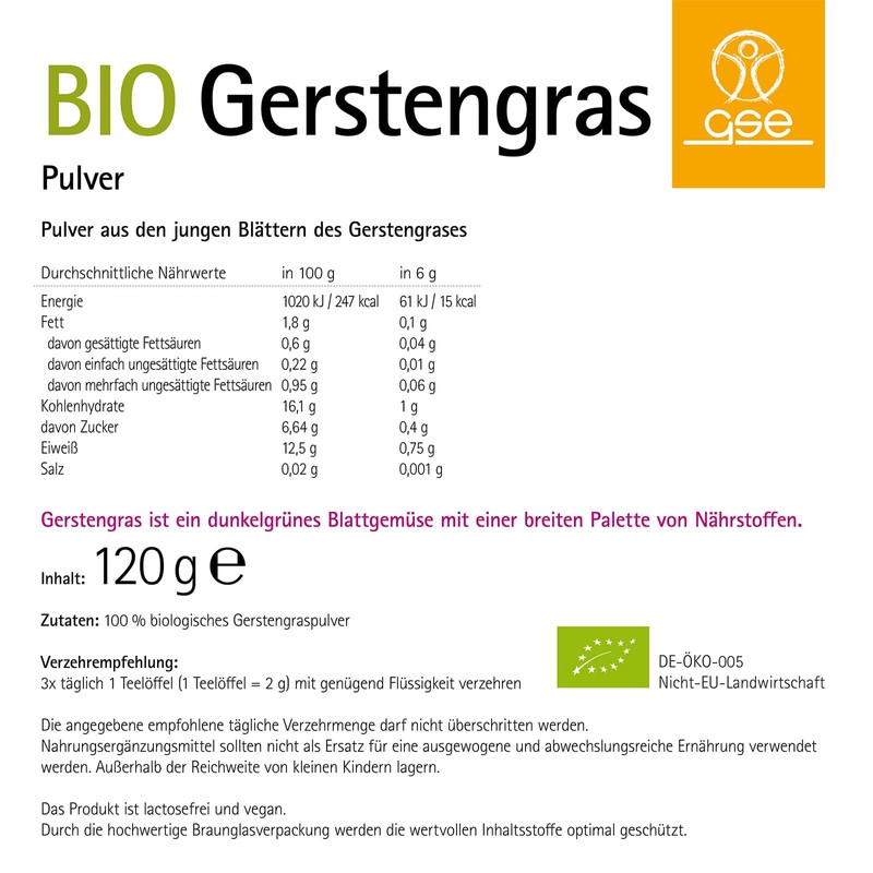 Organic Barley Grass, 120 g