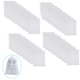 Eowppue 50 Pcs Shoe Bags for Travel Portable Drawstring Shoes Storage Bags Dust Proof Pouch Space Organizer for Men Women Daily and Travel Use Large Size 48 * 32cm(18.9 * 12.6 inch)