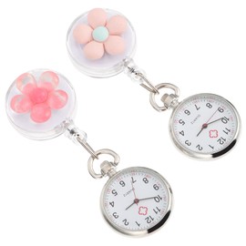 Beavorty 2Pcs Flower Pattern Retractable Nurse Fob Watch Movement with Markers Stylish Pocket Watch for Doctors and Nurses present for Healthcare Professionals