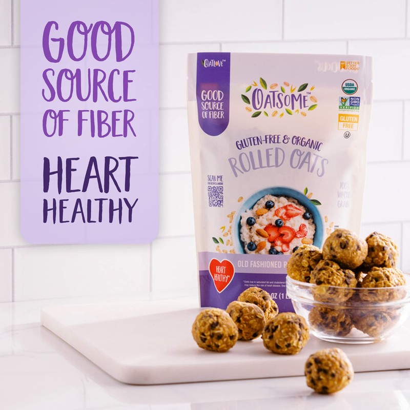 Oatsome Organic Rolled Oats, 1lb Bag – Gluten-Free, Whole Grain