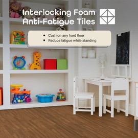 24-Inch Interlocking Anti-Fatigue Foam Floor Tiles, 4 Tiles - 24" x 24", Walnut - DIY Floor Padding for Home Exercise Mat, Kids Play Area & More - Durable EVA Foam by Achim Home Décor