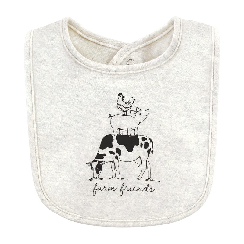 Hudson Baby Unisex Baby Cotton Bibs, Neutral Farm, One Size