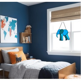 Elephant Suncatcher Stained Glass Hanging - Decorations for Window Wall Garden | Suncatchers Capture The Sunshine and Add Brilliance to Your Home (Blue)