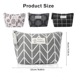 Aucuu Cosmetic Bag Canvas Small Cosmetic Bag Travel Cosmetic Bag Portable Toiletry Bag Multifunctional Makeup Bag with Zipper Cosmetic Accessories Organiser, #1 Multicolor-4pcs, Western