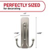 Command Large Brushed Nickel Double Hooks, 2 Hooks and 2