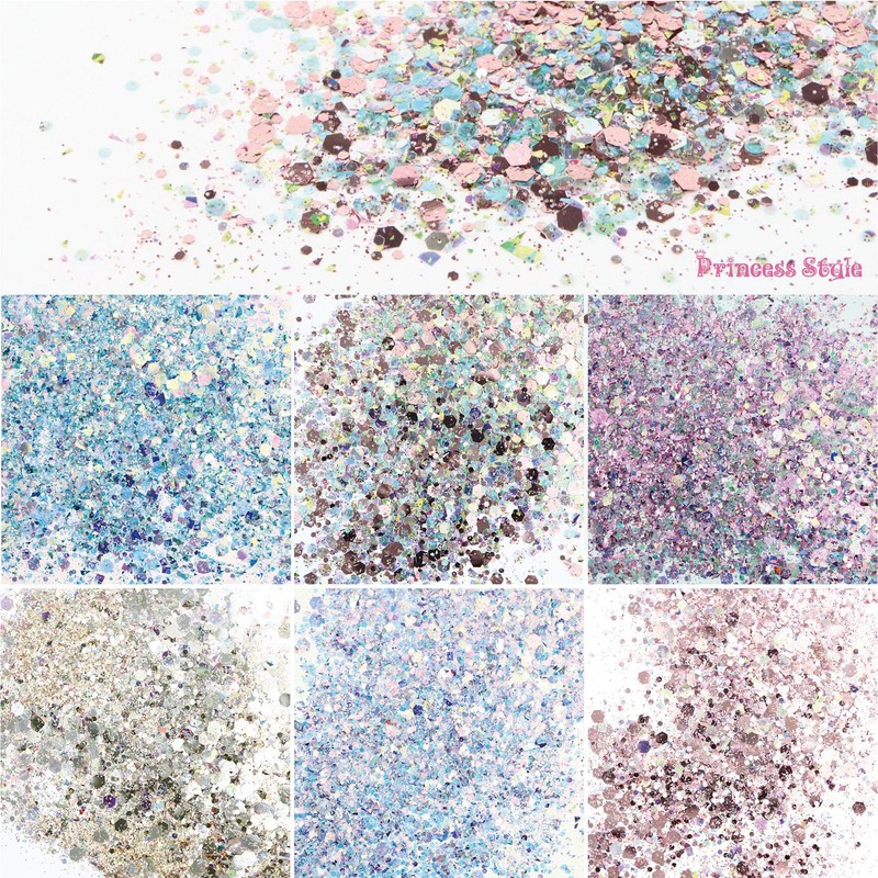 Princess-style Prism Glitter Nail Resin Glitter Hologram MIX 6 Color