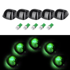 LBRST 5x Top Cab Marker Roof Running Light Assembly+T10 5-5050-SMD Green LED Bulbs Smoke Cover Cab Roof Running Clearance Marker Light for 1973-1997 Ford F150 F250 F350 Trucks Clearance Light