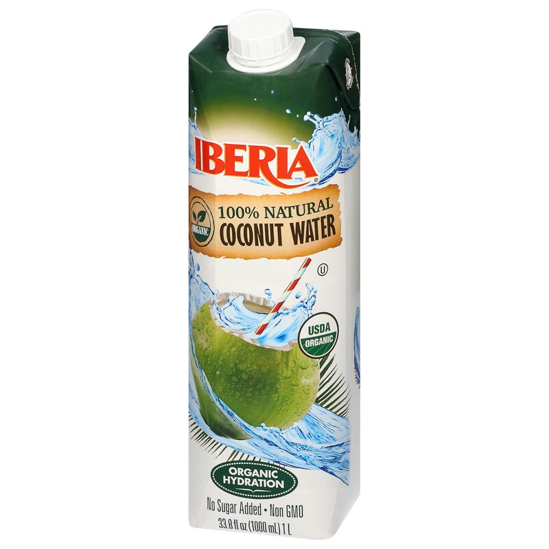 Iberia 100% Pure Organic Coconut Water, 1 Liter , 33.8