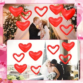 LaRandom 12 Pcs 12 Inch Valentine's Day Inflatable Heart Outdoor Decorations Red Love Heart Blow up PVC Hanging Ornaments for Valentines Wedding Anniversary Romantic Party Yard Decor