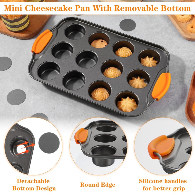 Yuanan 2Pack Mini Cheesecake Pans Removable Bottom Mini Cupcake Pans,