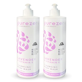 Purezero Lavender & Vitamin E Body Wash, Calms and Invigorates Skin, Leaves Skin Hydrated, Maintain Elasticity and Smoothness, Zero Sulfates, Parabens, or Dyes (20oz, 2 Pack)