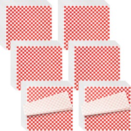 960 Pieces Deli Wax Paper Sheets 12 x 12 inches Checkered Sandwich Wrapping Paper Food Basket Liners for Food Serving, Party, Festival and Outdoors, Red