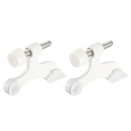 sourcing map Door Stoppers, 2Pcs 2-1/2" x 1-3/4" - Zinc Alloy Hinge Pin Door Stop, K Type Adjustable Door Stopper with Rubber Bumper Tips (White)