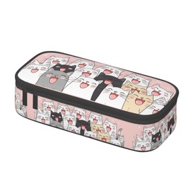 opshksog Cats Pencil Case with Zipper Pencil Pouch Pen Organizer Stationary for Office Supplies Pencil Bag
