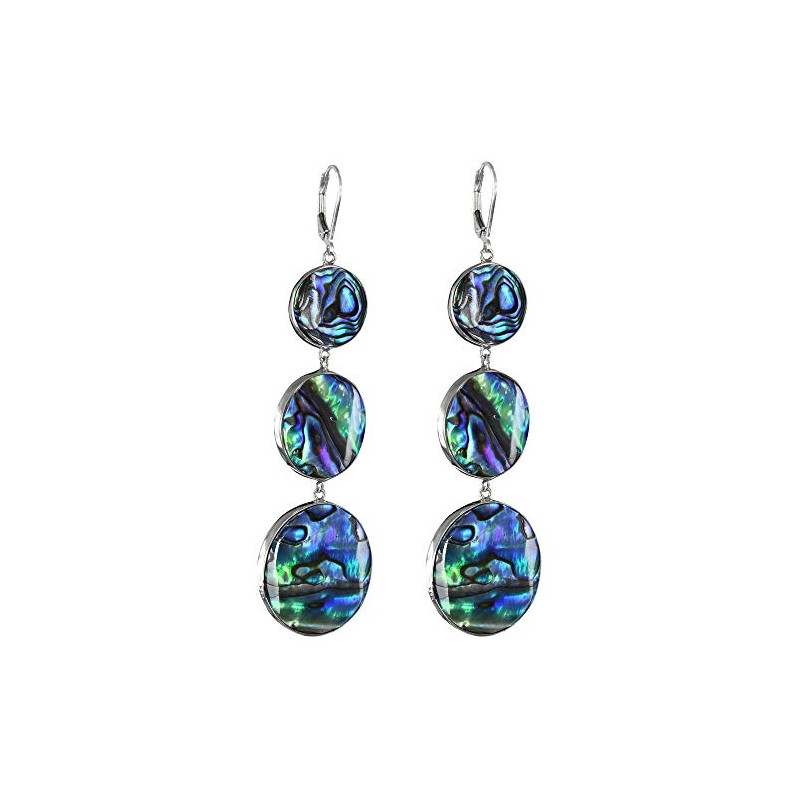 I-be, Paua Shell Abalone Earrings 3 Circles 925 Silver 398201x3
