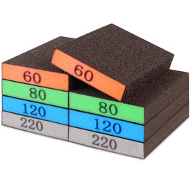 Romeda 8-Pack Sandpaper Block, Four Grits Per Pack 60/80/120/220, Washable and Reusable Handmade Sanding Sponge, Drywall Sandpaper Blocks for Wooden Drywall Sheetrock and Metal Glazing