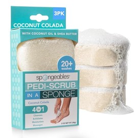 Spongeables Pedi-scrub - Pulidor de pies, el jabón está en la esponja, contiene aceite de menta y árbol de té, esponja exfoliante para pies, más de...