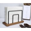 Metal Napkin Holder & Wooden Brown Napkin Dispenser for Table