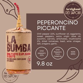 La Bumba Spicy Calabrian Chili Pepper Spread, 9.8 oz, La Bomba, Calabrian Chili Paste, Vegetable Spread, All Natural, Non Gmo, Italian Chili Peppers, Artigiani dei Sapori