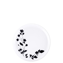 EcoQuality 6" inch Round White Plastic Plates with Black Garden Design - Disposable China Like Party Plates, Small Heavy Duty Dessert Plates, Salad Plate, Dinner, Wedding, Serveware (50 PACK)