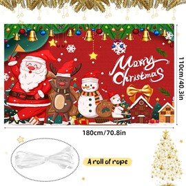 Merry Christmas Decorations Backdrop Banner, Red Xmas Party Photography Background Decor for Outdoor Indoor Large Wall Hanging Decoration(70.8×40.3 Inch)