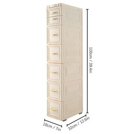 ILWorkTLs 6 Tier Bathroom Floor Cabinet, Vertical Storage with Wheel, Large Capacity Narrow Tall Slim Storage Tower for Bedroom Bathroom Entryway Dorm Small Spaces,White