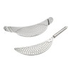 MUCKLILY 2pcs Stainless Steel Pot Strainer with Handle, Moon-shaped pan