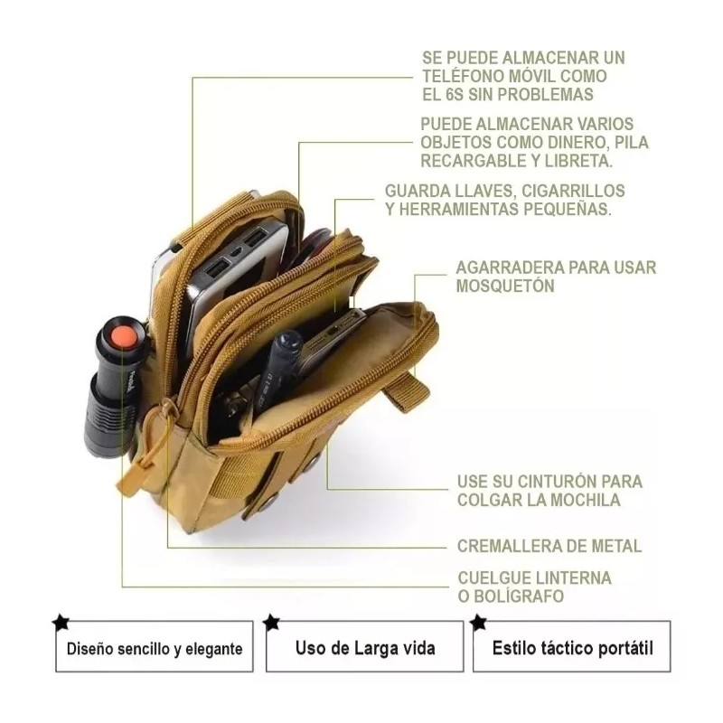 HC Life Mochila Tactica Cangurera Multiusos Celular Cartera Bolsa Ng