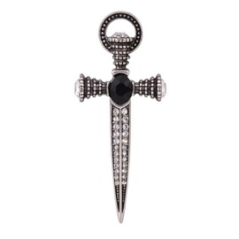 YYBONNIE Antique Crystal Sword Pin Brooch Lapel Pin Scottish Kilt Pins Cardigan Shawl Safety Pin Hat Pins (Black)
