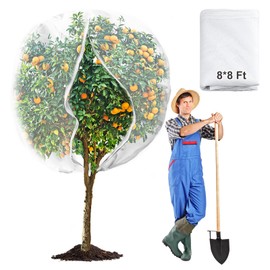 8 x 8ft Large Fruits Tree Netting, Garden Mesh Insect Tree Cover with Zipper Drawstring Bird Barrier Net Plant Bags Blueberry Bushes Protection Plant Cover for Prevent Animals Deer Squirrel Bug