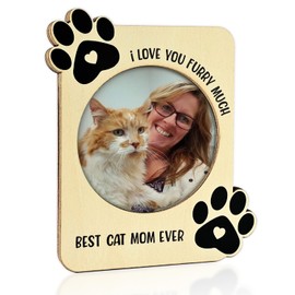 Fridge Magnet Frame, Cat Photo Frame with Magnet, Wooden Magnetic Picture Frame for Refrigerator, Cat Mom Gift for Women, Best Cats Mom Ever