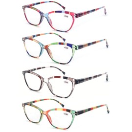 HAPJOYS Reading Glasses Women Blue Light Blocking Lightweight Readers +2.75 Anti Blue Ray Cheaters Glasses Spring Hinges 4 Pack