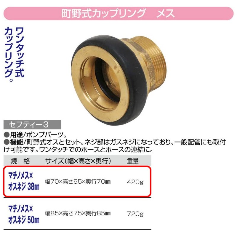 sehutexi- 3 町野 Couplings 町野 Female x Male Screw 38