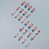 24Pcs Koi Press on Nails Long Square Fake Nails Blue